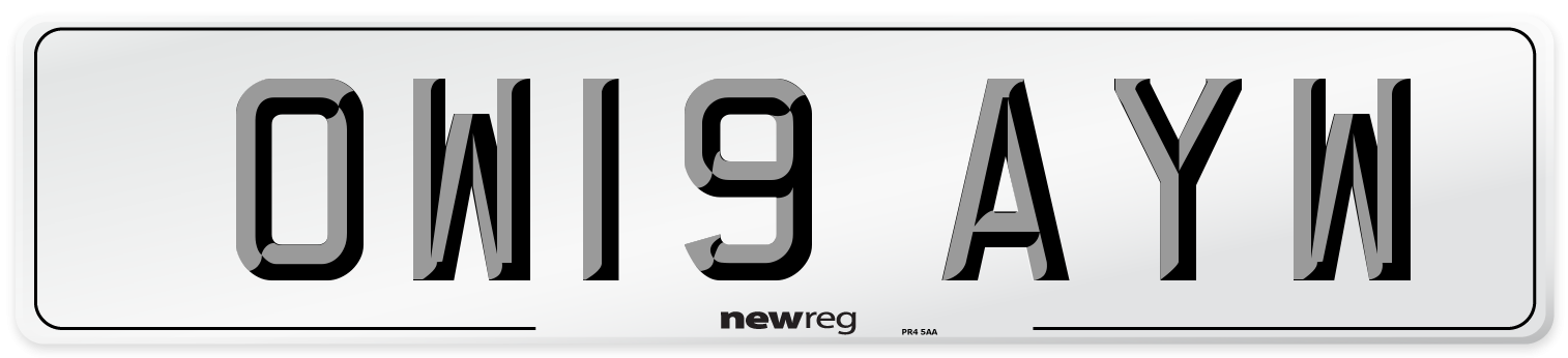 OW19 AYW Number Plate from New Reg